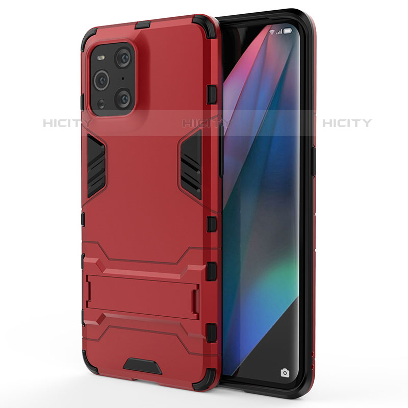 Funda Bumper Silicona y Plastico Mate Carcasa con Soporte para Oppo Find X3 Pro 5G