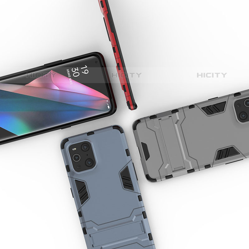 Funda Bumper Silicona y Plastico Mate Carcasa con Soporte para Oppo Find X3 Pro 5G