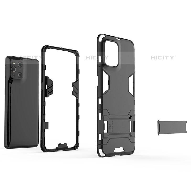 Funda Bumper Silicona y Plastico Mate Carcasa con Soporte para Oppo Find X3 Pro 5G