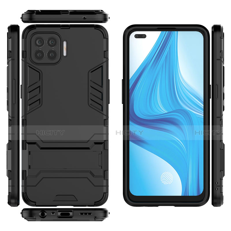 Funda Bumper Silicona y Plastico Mate Carcasa con Soporte para Oppo Reno4 Lite