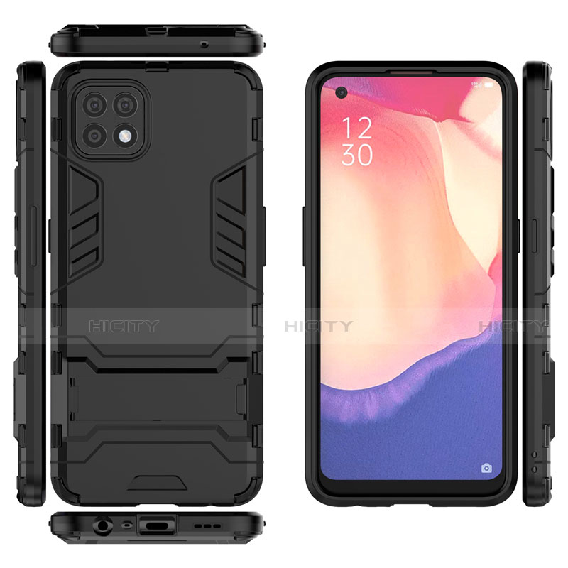 Funda Bumper Silicona y Plastico Mate Carcasa con Soporte para Oppo Reno4 SE 5G