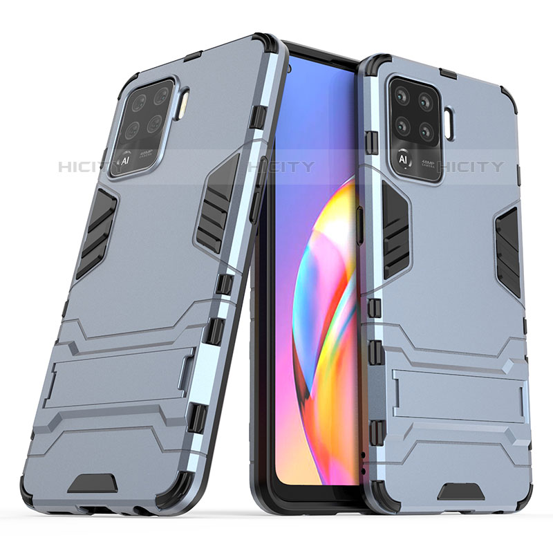 Funda Bumper Silicona y Plastico Mate Carcasa con Soporte para Oppo Reno5 F