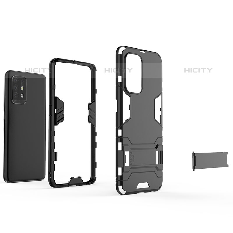 Funda Bumper Silicona y Plastico Mate Carcasa con Soporte para Oppo Reno5 Z 5G