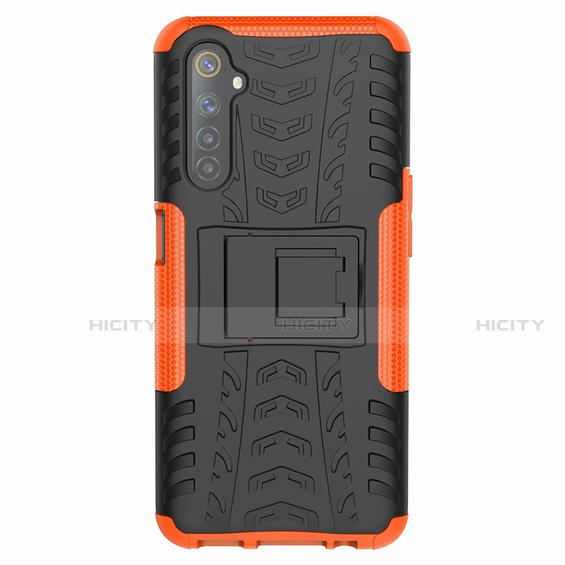 Funda Bumper Silicona y Plastico Mate Carcasa con Soporte para Realme 6s Naranja