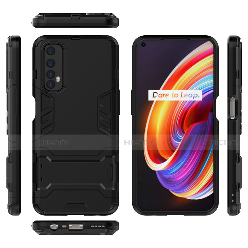 Funda Bumper Silicona y Plastico Mate Carcasa con Soporte para Realme 7