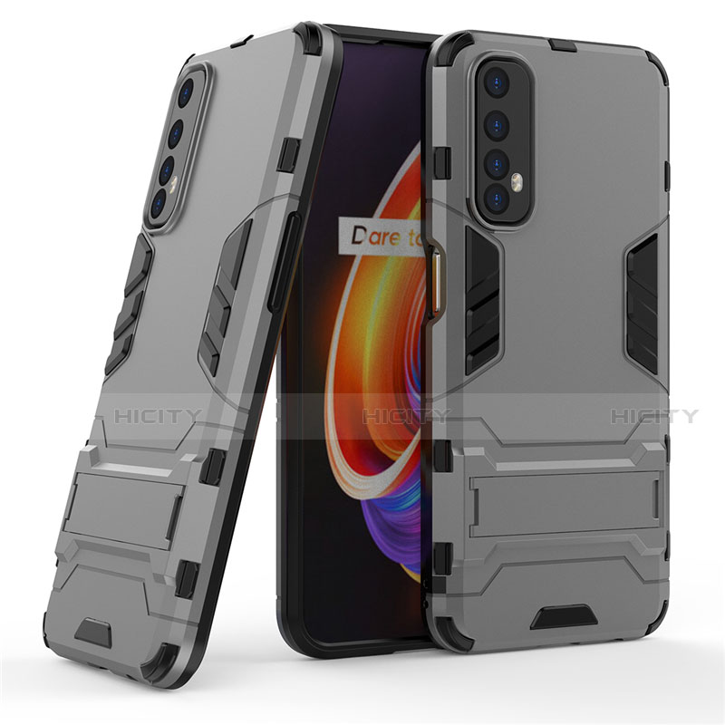 Funda Bumper Silicona y Plastico Mate Carcasa con Soporte para Realme Narzo 30 4G