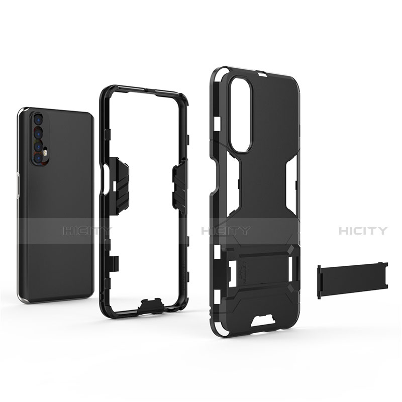 Funda Bumper Silicona y Plastico Mate Carcasa con Soporte para Realme Narzo 30 4G