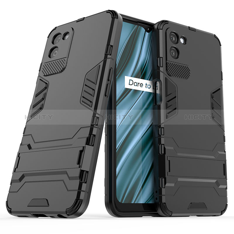 Funda Bumper Silicona y Plastico Mate Carcasa con Soporte para Realme V11s 5G