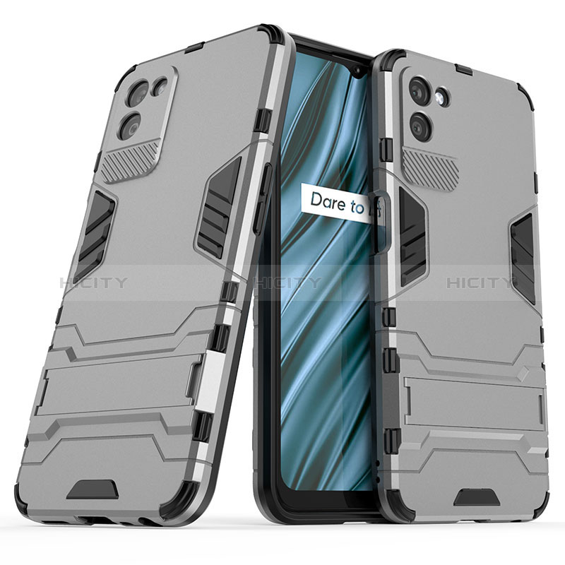 Funda Bumper Silicona y Plastico Mate Carcasa con Soporte para Realme V11s 5G