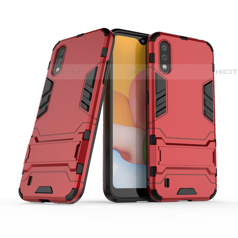 Funda Bumper Silicona y Plastico Mate Carcasa con Soporte para Samsung Galaxy A01 SM-A015