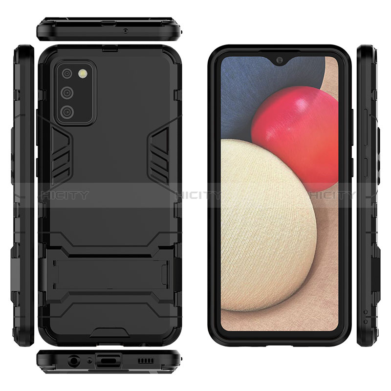 Funda Bumper Silicona y Plastico Mate Carcasa con Soporte para Samsung Galaxy A02s