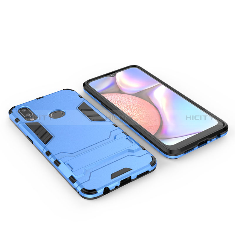 Funda Bumper Silicona y Plastico Mate Carcasa con Soporte para Samsung Galaxy A10s Azul