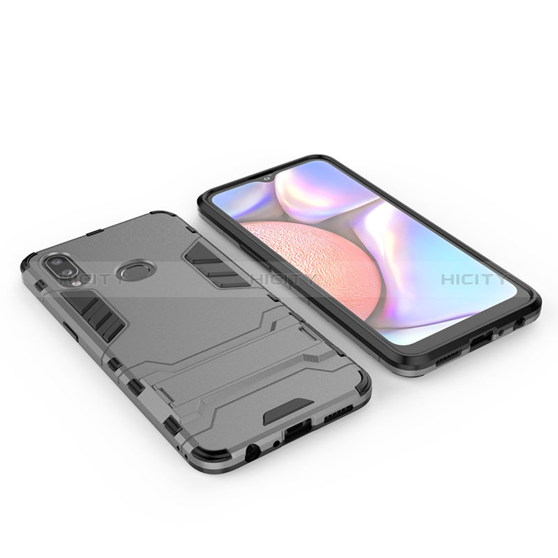 Funda Bumper Silicona y Plastico Mate Carcasa con Soporte para Samsung Galaxy A10s Gris