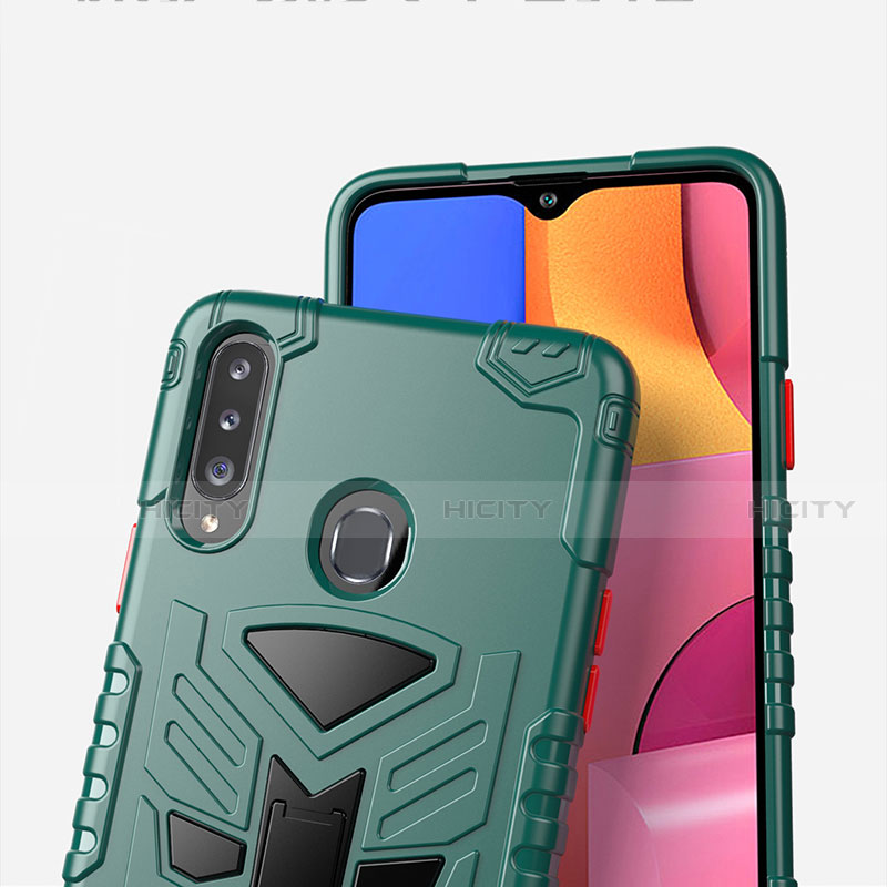 Funda Bumper Silicona y Plastico Mate Carcasa con Soporte para Samsung Galaxy A20s