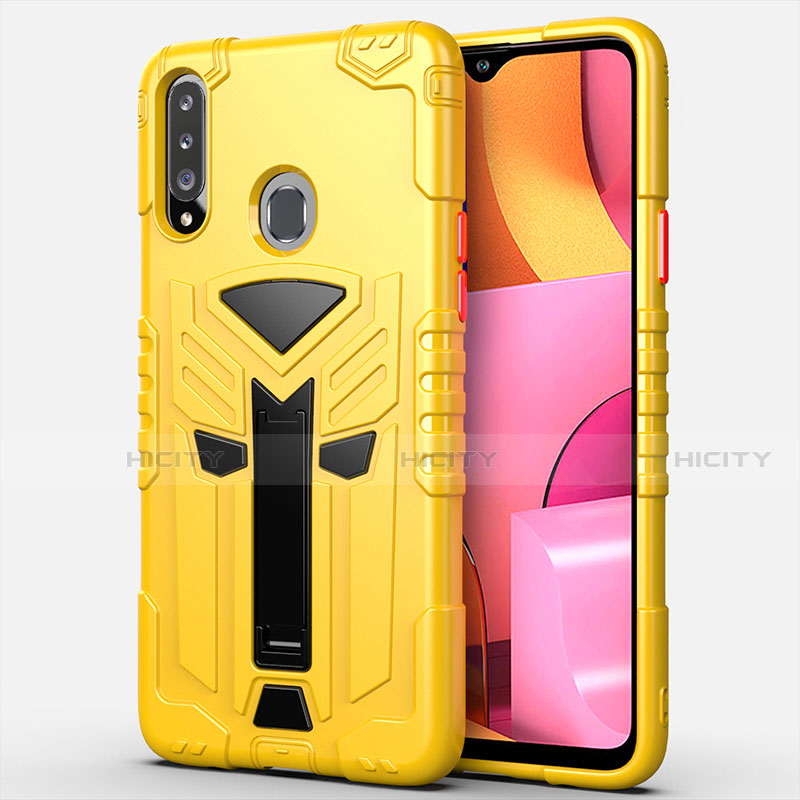 Funda Bumper Silicona y Plastico Mate Carcasa con Soporte para Samsung Galaxy A20s