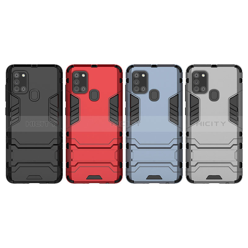 Funda Bumper Silicona y Plastico Mate Carcasa con Soporte para Samsung Galaxy A21s