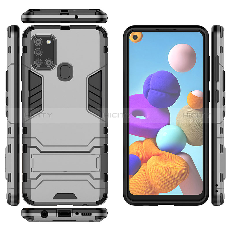 Funda Bumper Silicona y Plastico Mate Carcasa con Soporte para Samsung Galaxy A21s