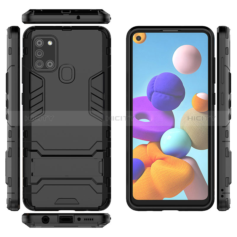 Funda Bumper Silicona y Plastico Mate Carcasa con Soporte para Samsung Galaxy A21s