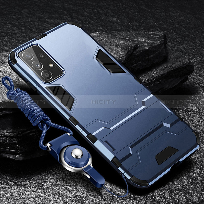 Funda Bumper Silicona y Plastico Mate Carcasa con Soporte para Samsung Galaxy A23 5G Azul