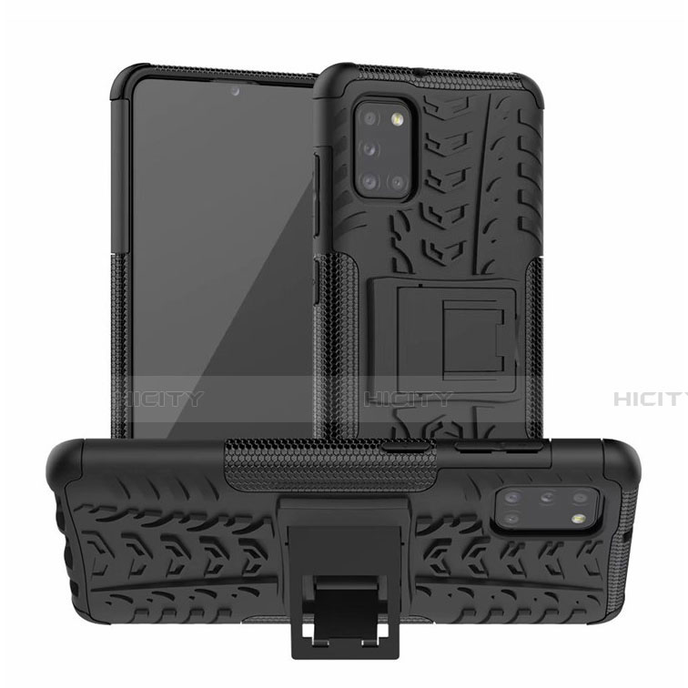 Funda Bumper Silicona y Plastico Mate Carcasa con Soporte para Samsung Galaxy A31