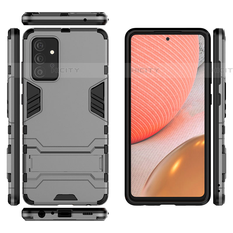 Funda Bumper Silicona y Plastico Mate Carcasa con Soporte para Samsung Galaxy A72 4G