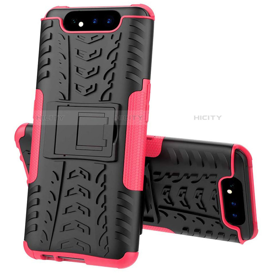 Funda Bumper Silicona y Plastico Mate Carcasa con Soporte para Samsung Galaxy A80