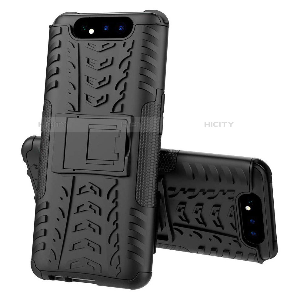 Funda Bumper Silicona y Plastico Mate Carcasa con Soporte para Samsung Galaxy A80