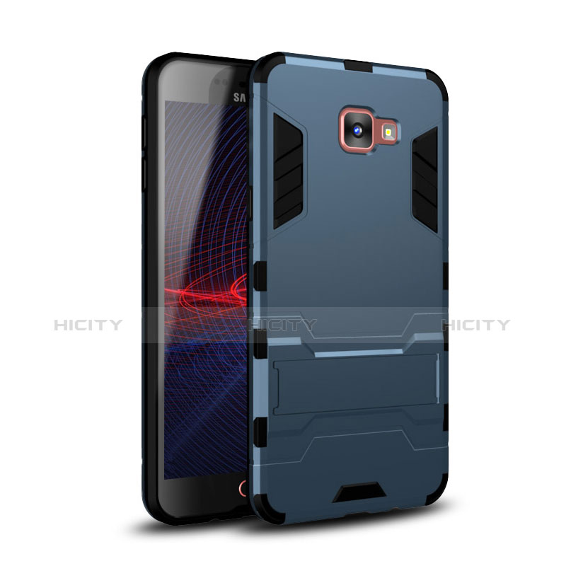 Funda Bumper Silicona y Plastico Mate Carcasa con Soporte para Samsung Galaxy A9 Pro (2016) SM-A9100 Cian