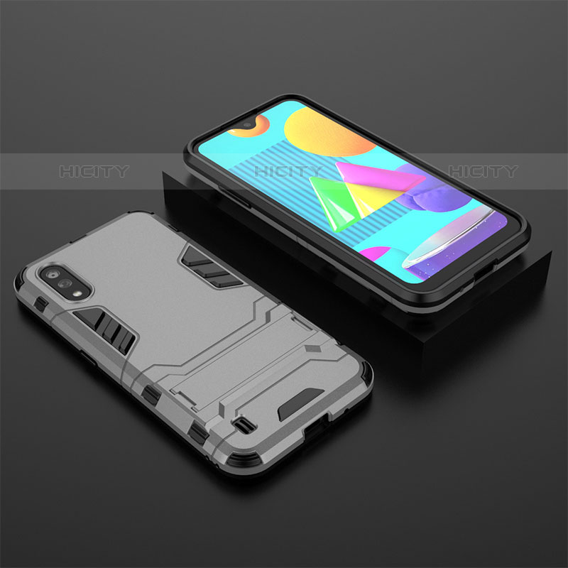 Funda Bumper Silicona y Plastico Mate Carcasa con Soporte para Samsung Galaxy M01