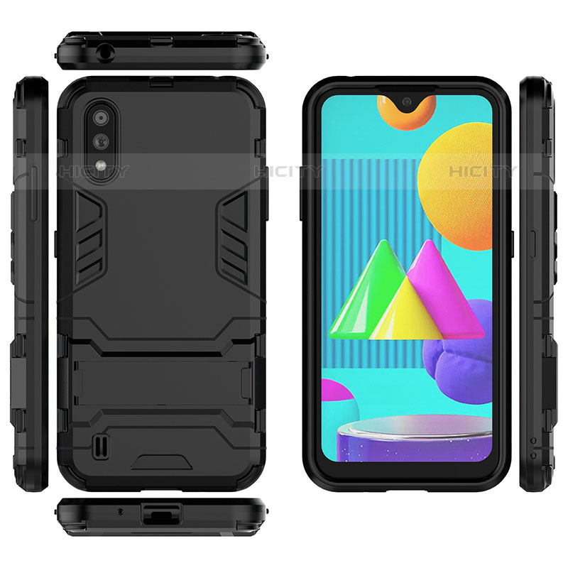 Funda Bumper Silicona y Plastico Mate Carcasa con Soporte para Samsung Galaxy M01