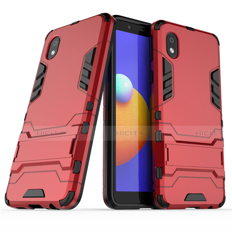 Funda Bumper Silicona y Plastico Mate Carcasa con Soporte para Samsung Galaxy M01 Core