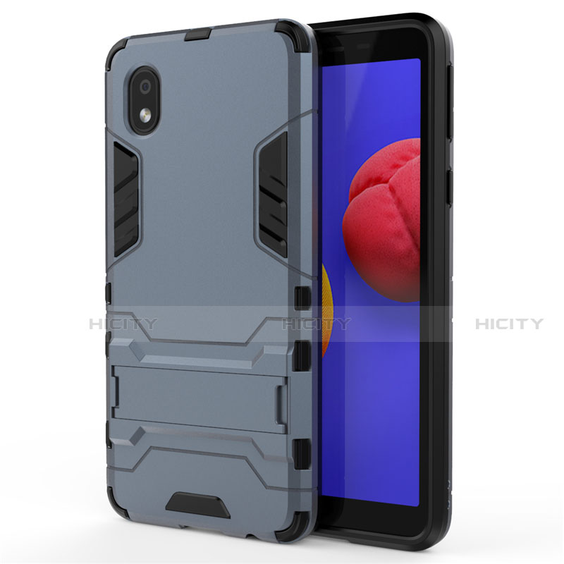 Funda Bumper Silicona y Plastico Mate Carcasa con Soporte para Samsung Galaxy M01 Core Azul