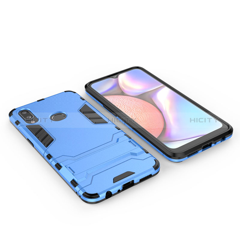 Funda Bumper Silicona y Plastico Mate Carcasa con Soporte para Samsung Galaxy M01s Azul