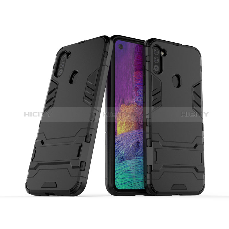 Funda Bumper Silicona y Plastico Mate Carcasa con Soporte para Samsung Galaxy M11