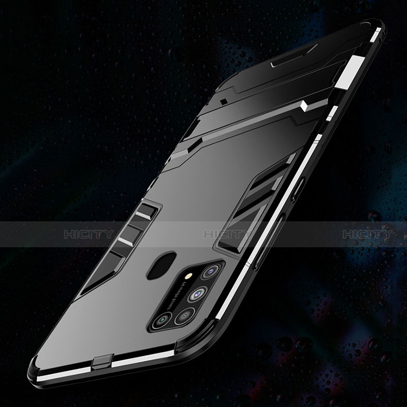 Funda Bumper Silicona y Plastico Mate Carcasa con Soporte para Samsung Galaxy M31