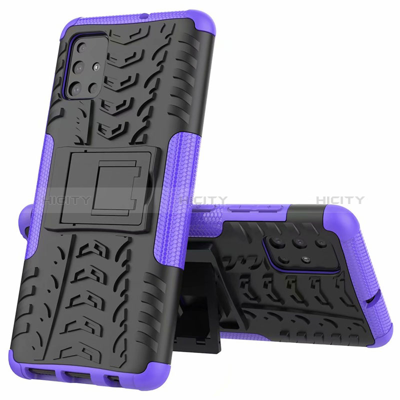 Funda Bumper Silicona y Plastico Mate Carcasa con Soporte para Samsung Galaxy M40S Morado