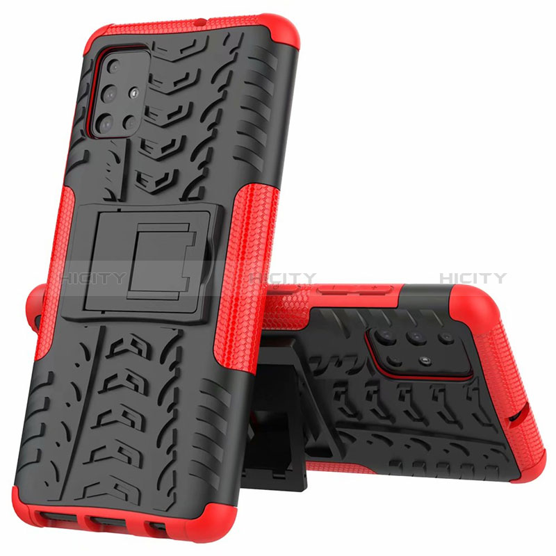 Funda Bumper Silicona y Plastico Mate Carcasa con Soporte para Samsung Galaxy M40S Rojo