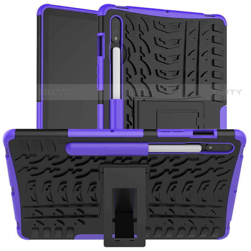 Funda Bumper Silicona y Plastico Mate Carcasa con Soporte para Samsung Galaxy Tab S7 11 Wi-Fi SM-T870