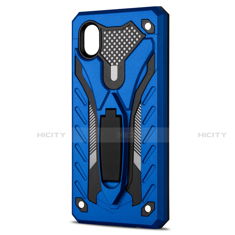 Funda Bumper Silicona y Plastico Mate Carcasa con Soporte para Samsung Galaxy XCover Pro Azul