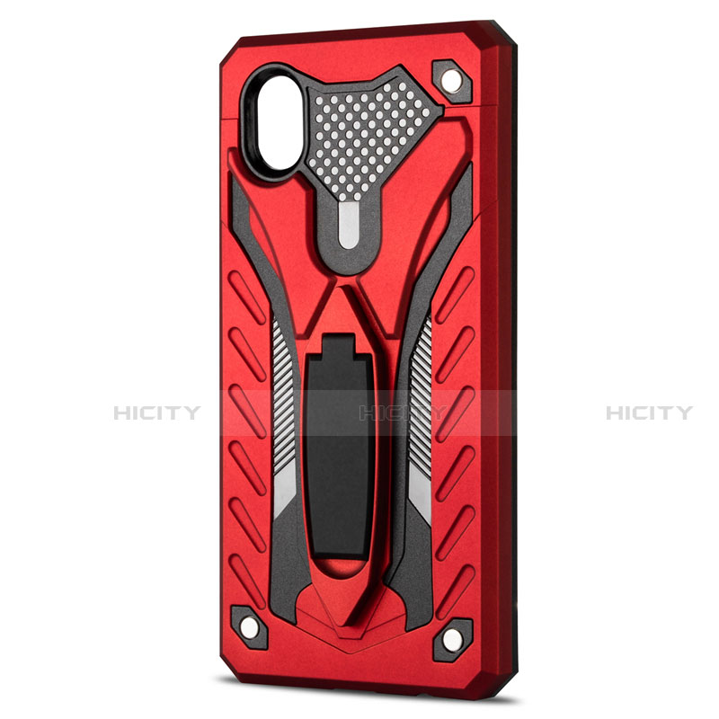 Funda Bumper Silicona y Plastico Mate Carcasa con Soporte para Samsung Galaxy XCover Pro Rojo