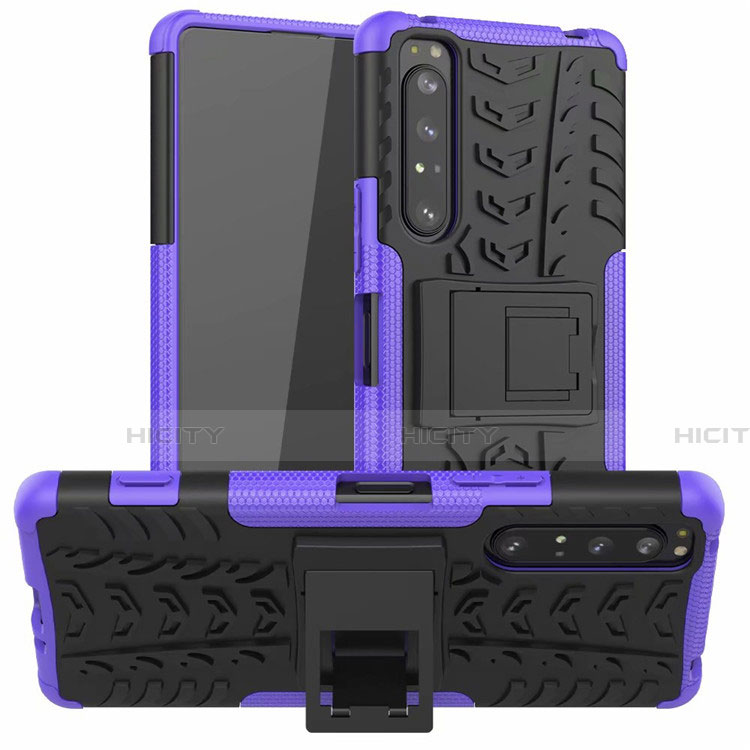 Funda Bumper Silicona y Plastico Mate Carcasa con Soporte para Sony Xperia 1 II