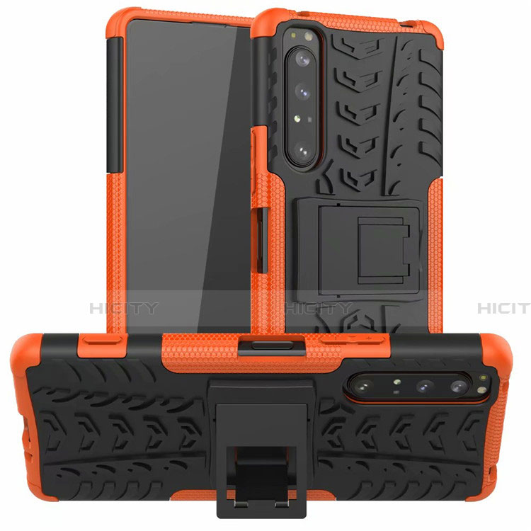 Funda Bumper Silicona y Plastico Mate Carcasa con Soporte para Sony Xperia 1 II