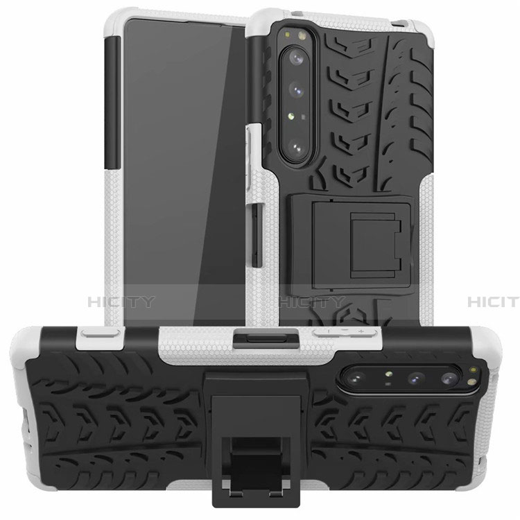 Funda Bumper Silicona y Plastico Mate Carcasa con Soporte para Sony Xperia 1 II