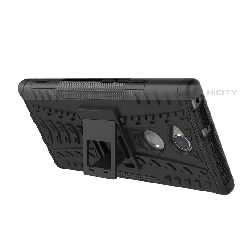 Funda Bumper Silicona y Plastico Mate Carcasa con Soporte para Sony Xperia XA2