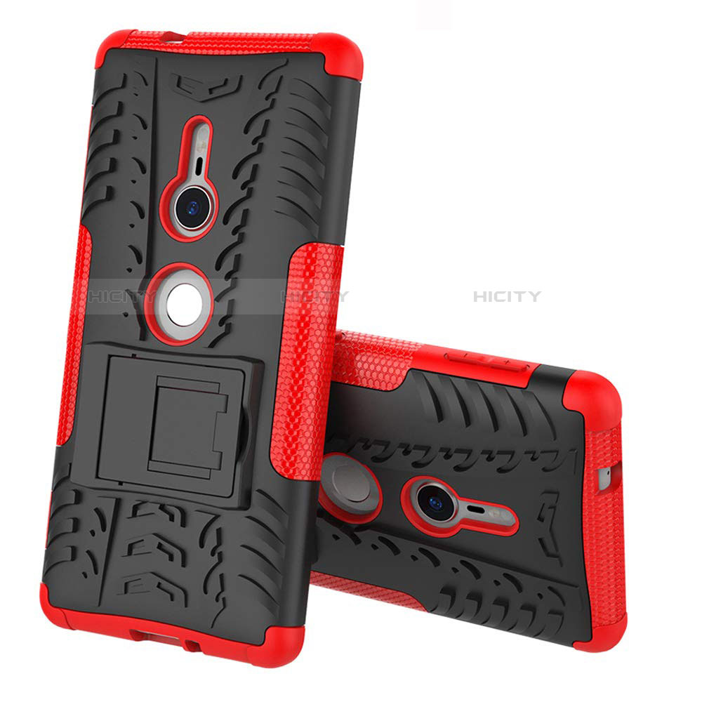 Funda Bumper Silicona y Plastico Mate Carcasa con Soporte para Sony Xperia XZ2