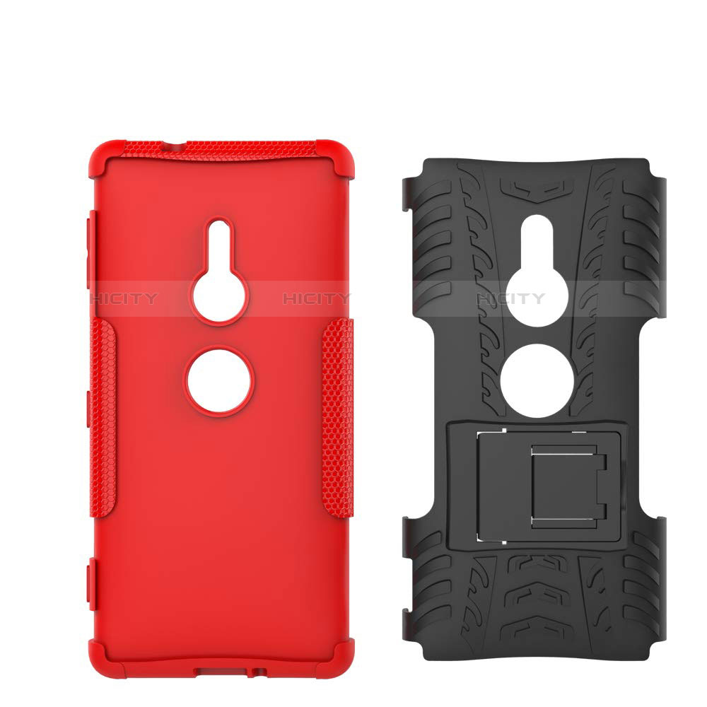 Funda Bumper Silicona y Plastico Mate Carcasa con Soporte para Sony Xperia XZ2