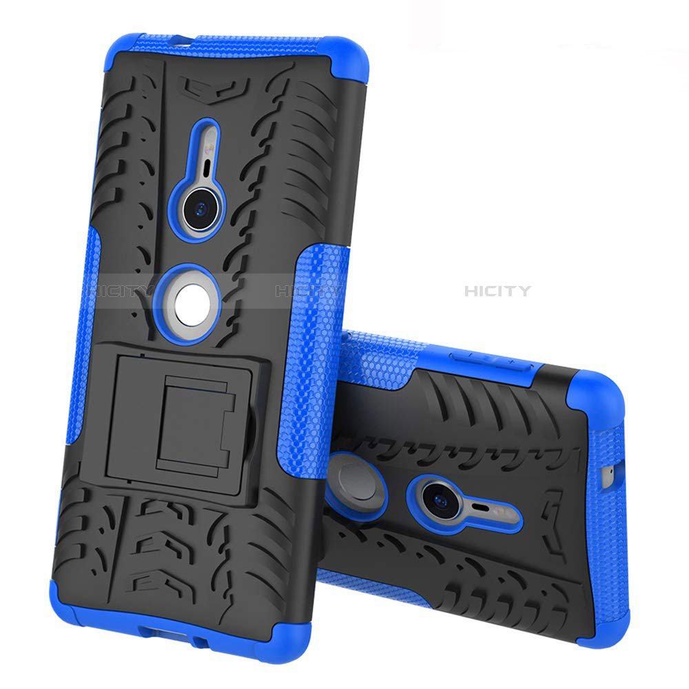 Funda Bumper Silicona y Plastico Mate Carcasa con Soporte para Sony Xperia XZ2