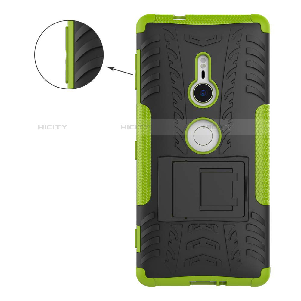 Funda Bumper Silicona y Plastico Mate Carcasa con Soporte para Sony Xperia XZ2