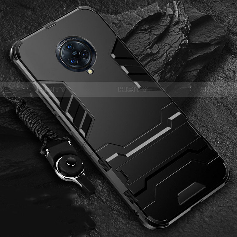 Funda Bumper Silicona y Plastico Mate Carcasa con Soporte para Vivo Nex 3 Negro