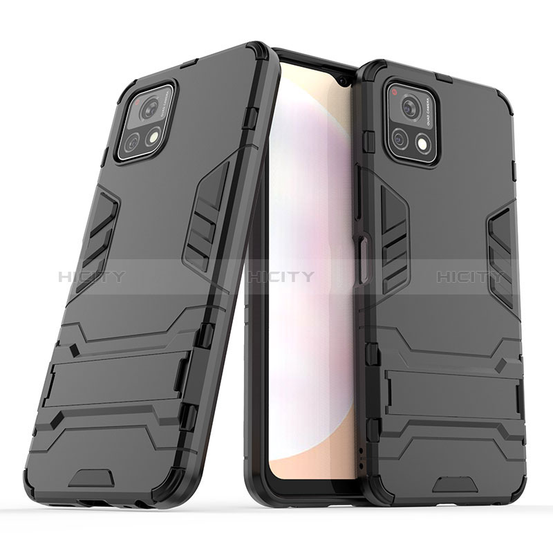 Funda Bumper Silicona y Plastico Mate Carcasa con Soporte para Vivo Y31s 5G Negro